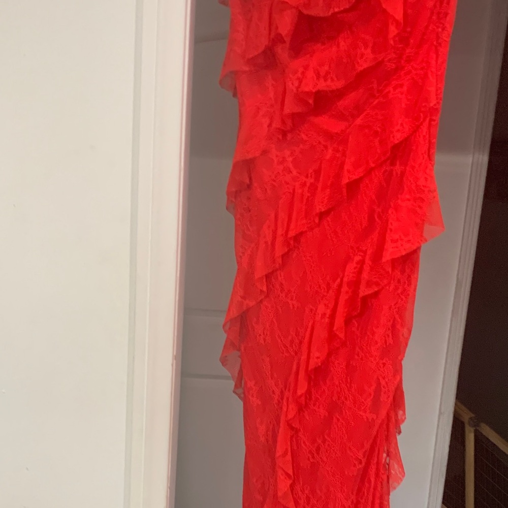 Red Lace Ruffled Dress